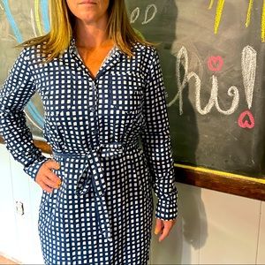 *5 for $25* red camel plaid shirt dress M